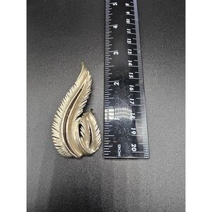 Gold-Tone Feather Leaf Brooch Pin